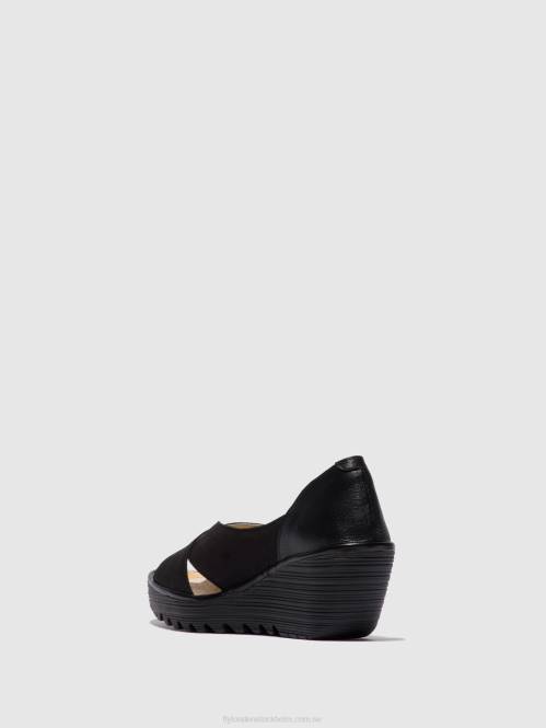 sandaler med öppen tå yoma307 kvinnor Fly London 2T02597 cupido/mousse svart