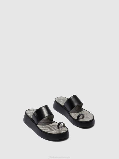 sandaler med rem chev316 kvinnor Fly London 2T02607 mousse svart