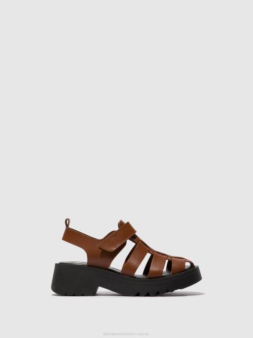 sandaler med rem maie850 kvinnor Fly London 2T02534 cognac