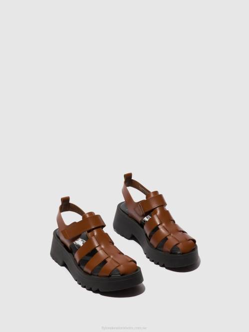 sandaler med rem maie850 kvinnor Fly London 2T02534 cognac