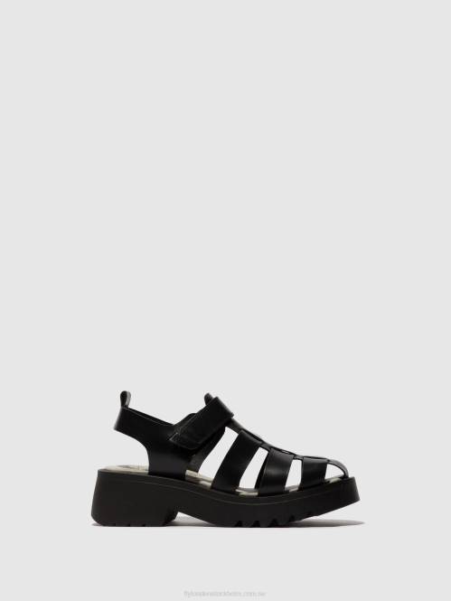 sandaler med rem maie850 kvinnor Fly London 2T02537 svart