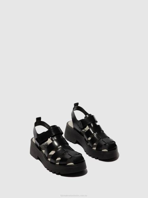sandaler med rem maie850 kvinnor Fly London 2T02537 svart