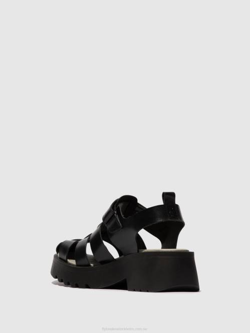 sandaler med rem maie850 kvinnor Fly London 2T02537 svart