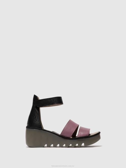 sandaler med remmar bono290 kvinnor Fly London 2T02389 violett/svart