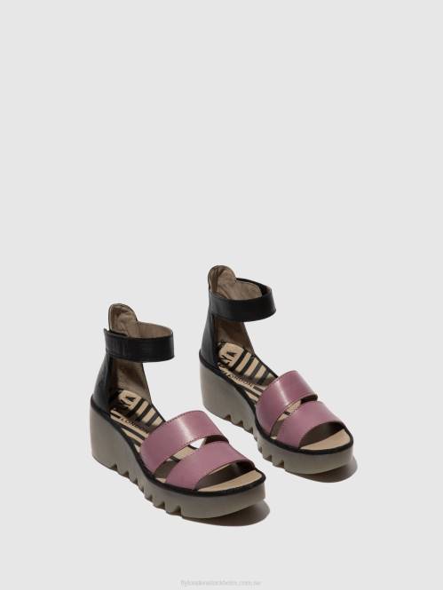 sandaler med remmar bono290 kvinnor Fly London 2T02389 violett/svart
