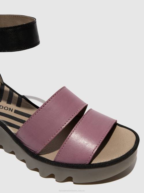 sandaler med remmar bono290 kvinnor Fly London 2T02389 violett/svart