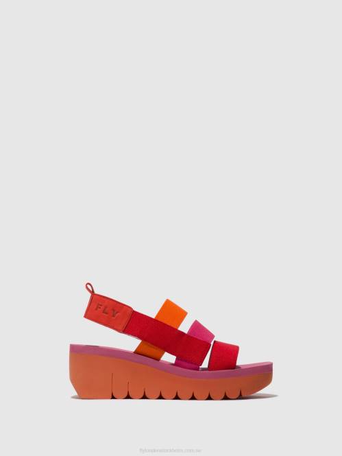 sandaler med remmar yere847 kvinnor Fly London 2T02426 röd/orange (rosa)