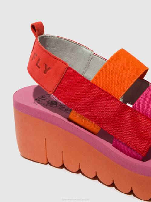sandaler med remmar yere847 kvinnor Fly London 2T02426 röd/orange (rosa)