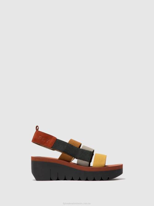sandaler med remmar yere847 kvinnor Fly London 2T02530 multi (tegelsten)