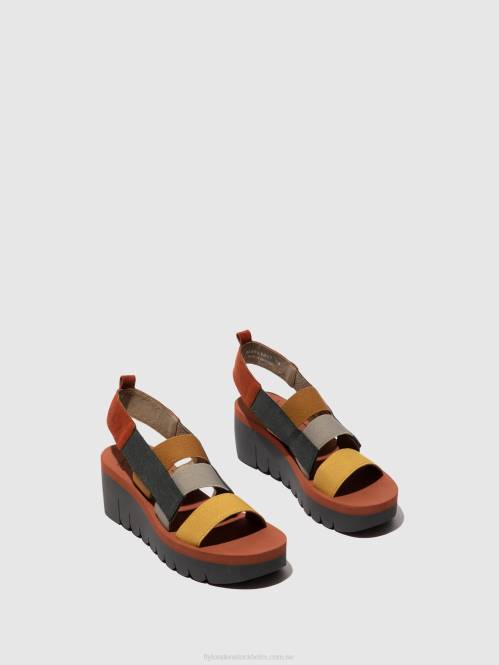 sandaler med remmar yere847 kvinnor Fly London 2T02530 multi (tegelsten)