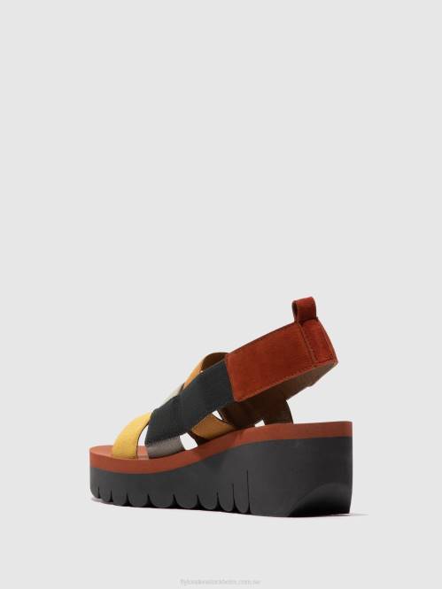 sandaler med remmar yere847 kvinnor Fly London 2T02530 multi (tegelsten)