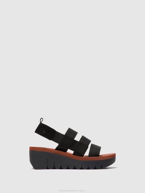 sandaler med remmar yere847 kvinnor Fly London 2T02536 svart (tegel)