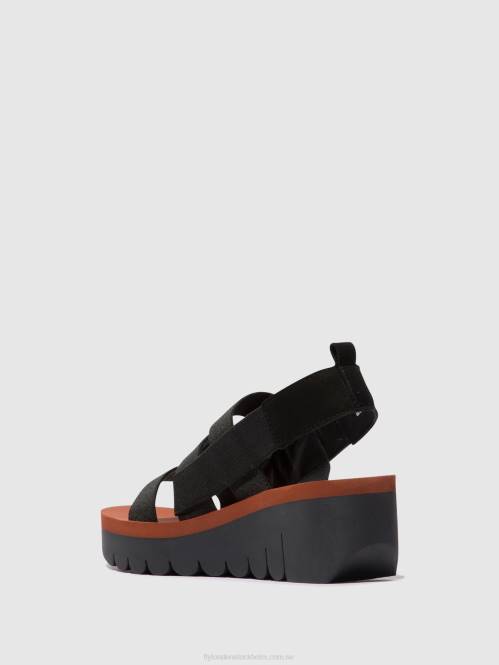 sandaler med remmar yere847 kvinnor Fly London 2T02536 svart (tegel)