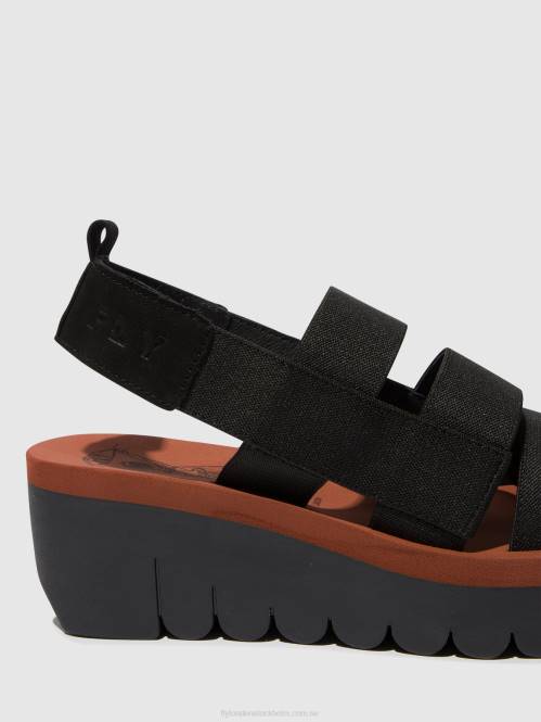 sandaler med remmar yere847 kvinnor Fly London 2T02536 svart (tegel)