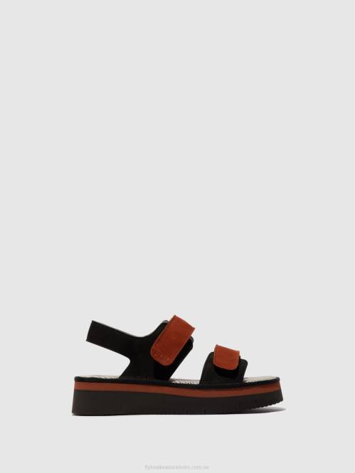sandaler med slingback cori377 kvinnor Fly London 2T02576 svart/tegel
