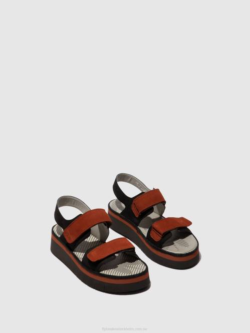 sandaler med slingback cori377 kvinnor Fly London 2T02576 svart/tegel