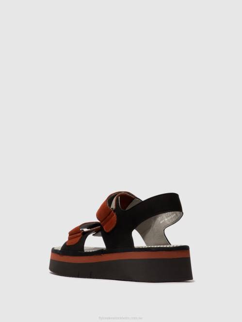 sandaler med slingback cori377 kvinnor Fly London 2T02576 svart/tegel