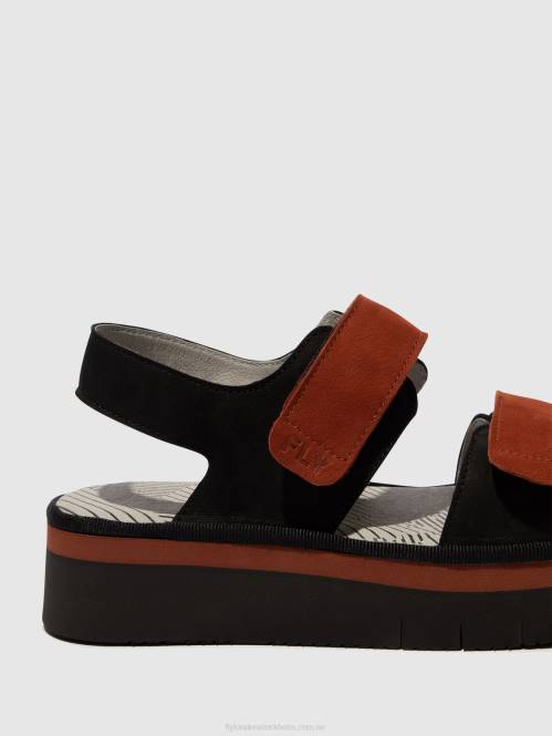 sandaler med slingback cori377 kvinnor Fly London 2T02576 svart/tegel