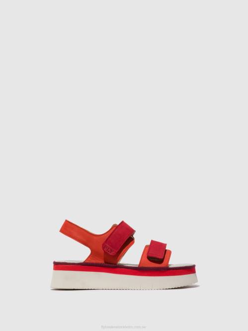 sandaler med slingback cori377 kvinnor Fly London 2T02577 djävulsröd/läppstiftsröd