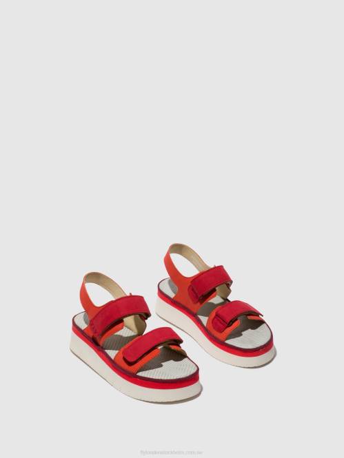 sandaler med slingback cori377 kvinnor Fly London 2T02577 djävulsröd/läppstiftsröd