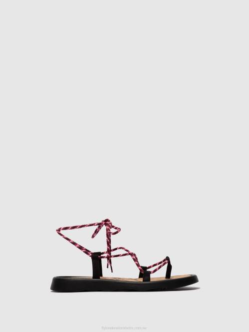 sandaler med snörning tace874 kvinnor Fly London 2T02550 svart (lila)