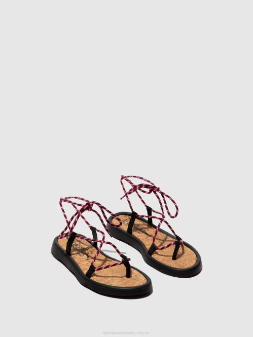 sandaler med snörning tace874 kvinnor Fly London 2T02550 svart (lila)