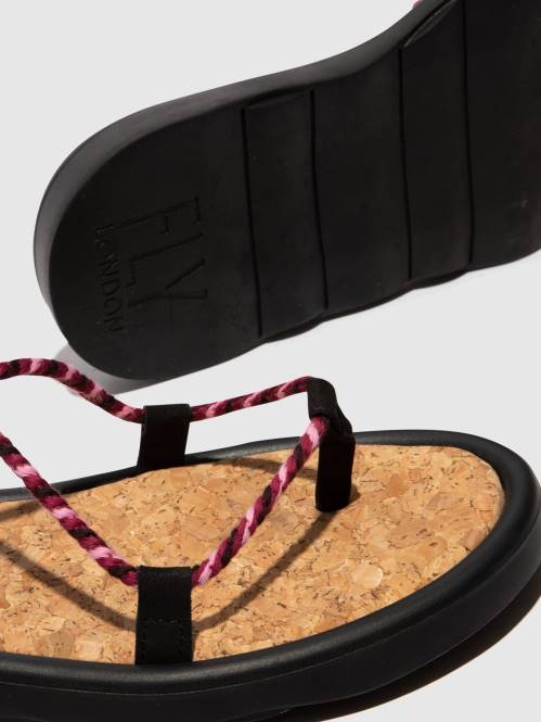 sandaler med snörning tace874 kvinnor Fly London 2T02550 svart (lila)