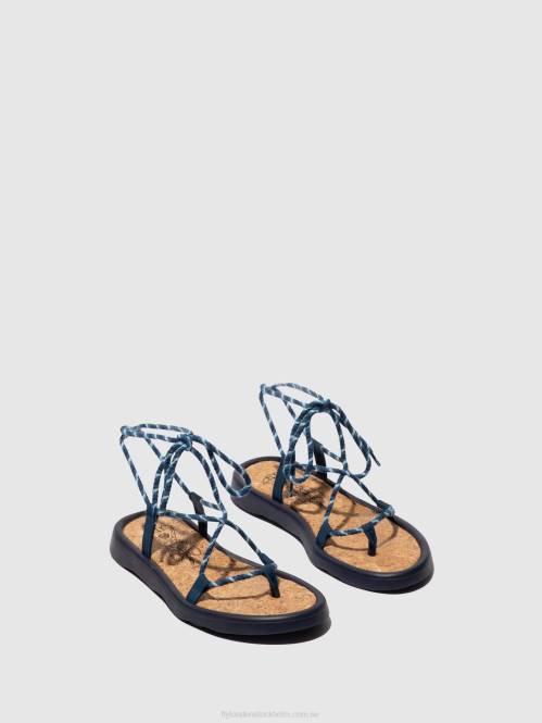 sandaler med snörning tace874 kvinnor Fly London 2T02551 blå