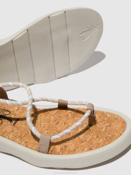sandaler med snörning tace874 kvinnor Fly London 2T02552 betong (benvit)