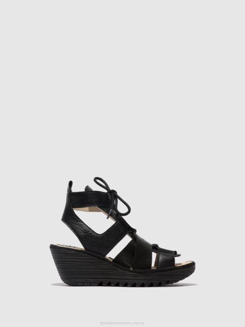 sandaler med snörning yaca413 kvinnor Fly London 2T02473 svart