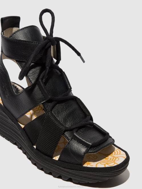 sandaler med snörning yaca413 kvinnor Fly London 2T02473 svart