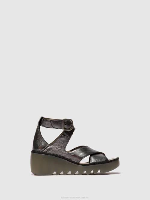 sandaler med spänne byre410 kvinnor Fly London 2T02503 grafit
