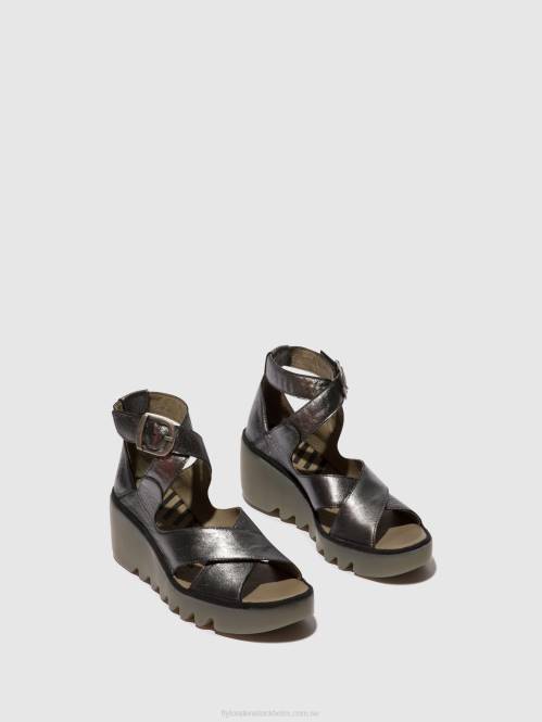 sandaler med spänne byre410 kvinnor Fly London 2T02503 grafit