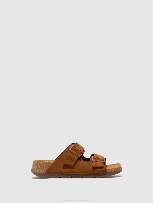 sandaler med spänne caja721 kvinnor Fly London 2T02391 mocka kamel