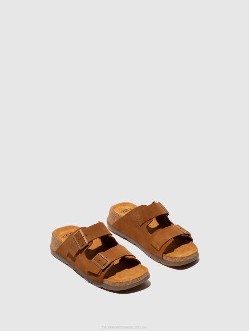 sandaler med spänne caja721 kvinnor Fly London 2T02391 mocka kamel