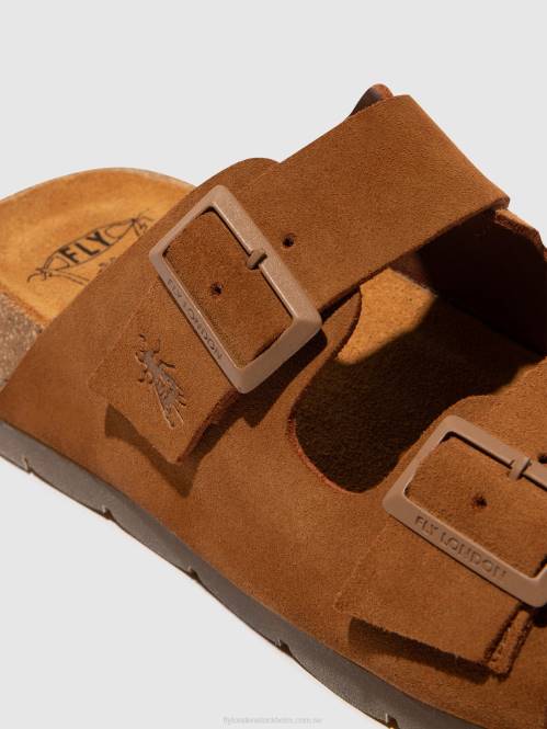 sandaler med spänne caja721 kvinnor Fly London 2T02391 mocka kamel