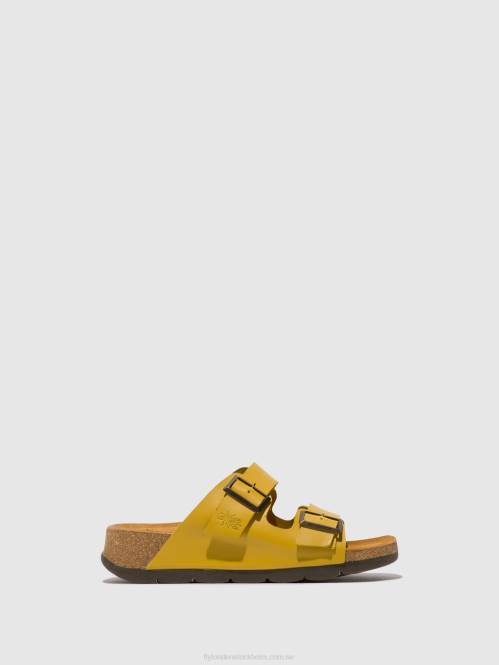sandaler med spänne caja721 kvinnor Fly London 2T02501 senap