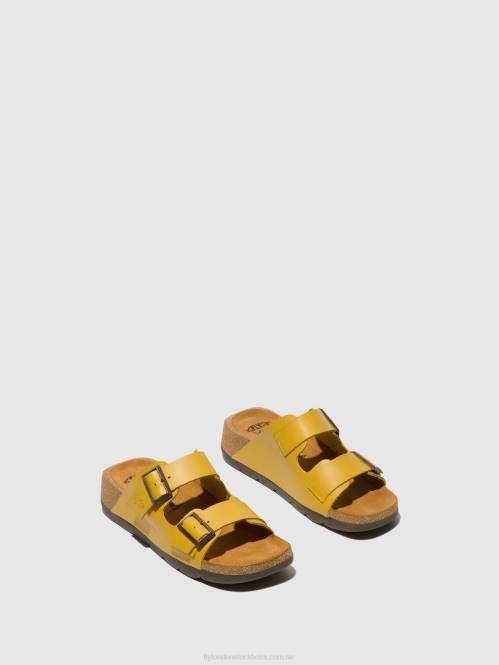 sandaler med spänne caja721 kvinnor Fly London 2T02501 senap