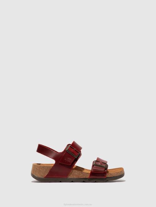 sandaler med spänne ceke722 kvinnor Fly London 2T02606 träns rött