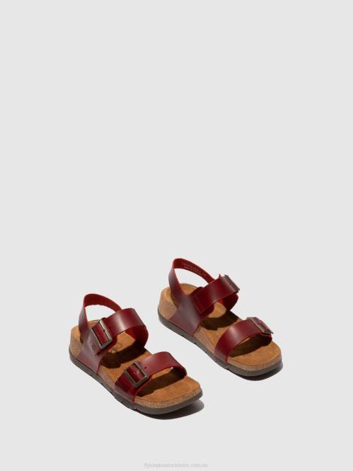 sandaler med spänne ceke722 kvinnor Fly London 2T02606 träns rött