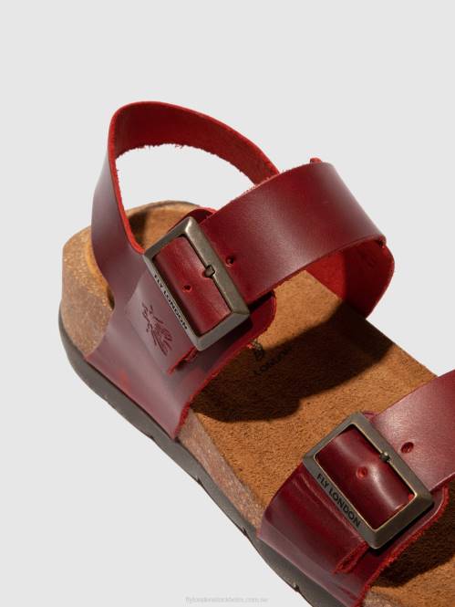 sandaler med spänne ceke722 kvinnor Fly London 2T02606 träns rött