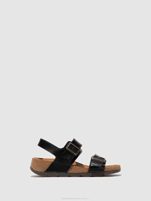 sandaler med spänne ceke722 kvinnor Fly London 2T02612 träns svart
