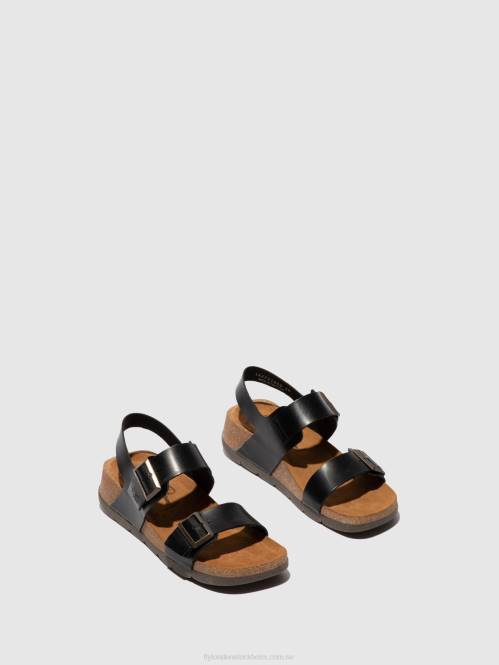 sandaler med spänne ceke722 kvinnor Fly London 2T02612 träns svart