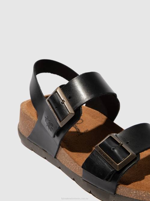 sandaler med spänne ceke722 kvinnor Fly London 2T02612 träns svart