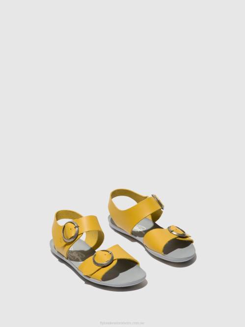 sandaler med spänne masa757 kvinnor Fly London 2T02498 senap