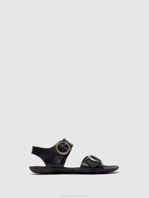 sandaler med spänne masa757 kvinnor Fly London 2T02608 träns svart
