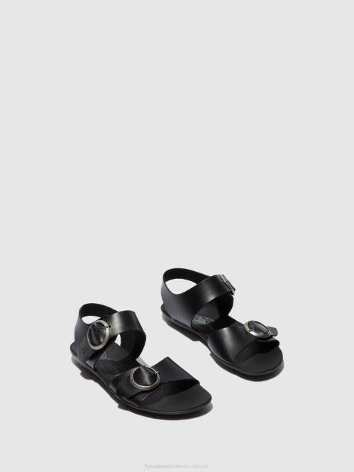 sandaler med spänne masa757 kvinnor Fly London 2T02608 träns svart