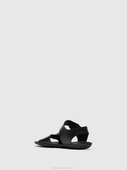 sandaler med spänne masa757 kvinnor Fly London 2T02608 träns svart