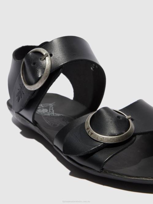 sandaler med spänne masa757 kvinnor Fly London 2T02608 träns svart