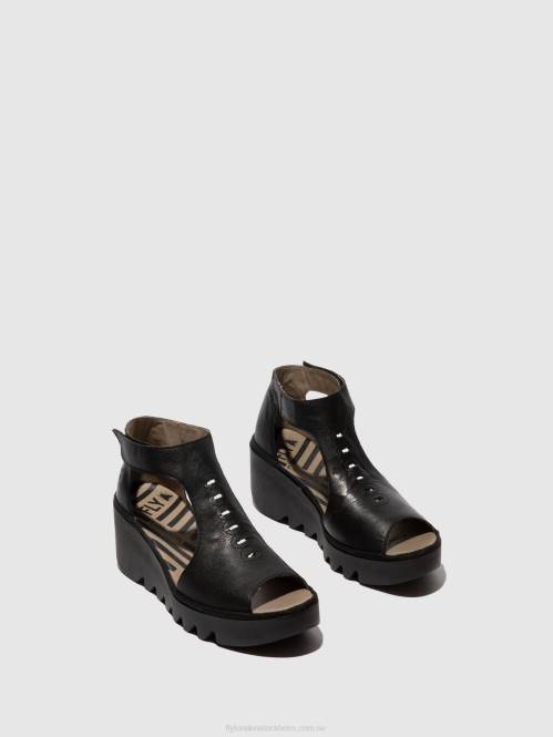 sandaler med t-band bezo306 kvinnor Fly London 2T02422 svart